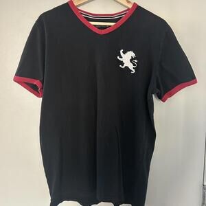 Express black & red V-neck jersey with lion embroidery